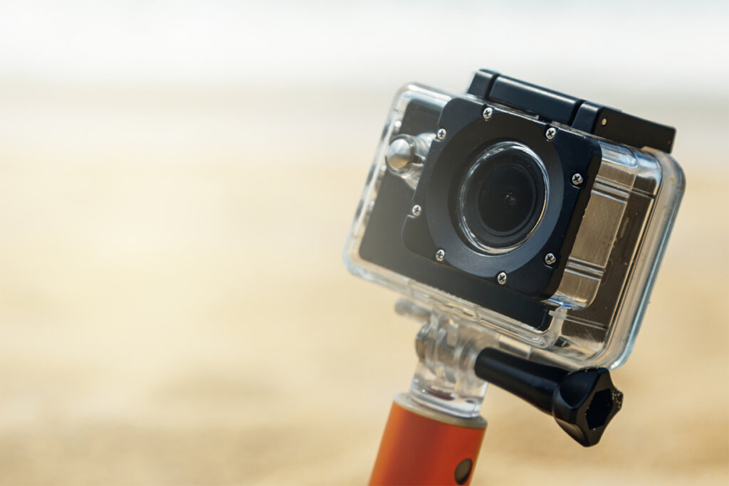 action cam à la plage