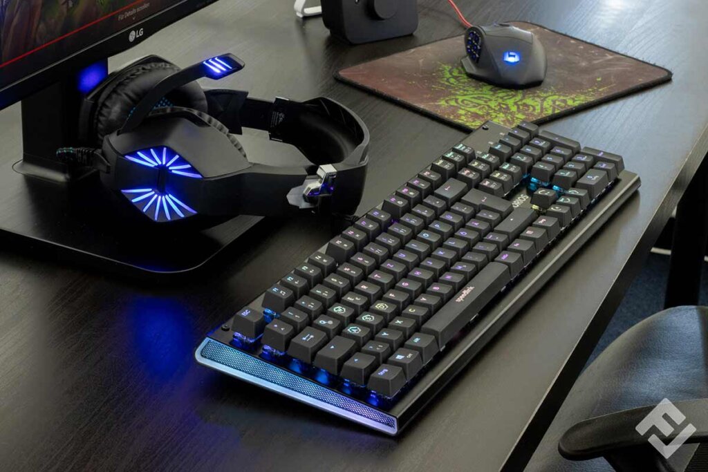 gaming equipment on table